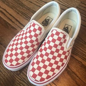 Red & White Checkerboard Slip-on Vans